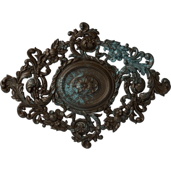Ekena Millwork Katheryn Ceiling Medallion, Hand-Painted Bronze Blue Patina, 22 1/2"W x 30 3/8"H x 1 1/2"P CM30KTBBS - main